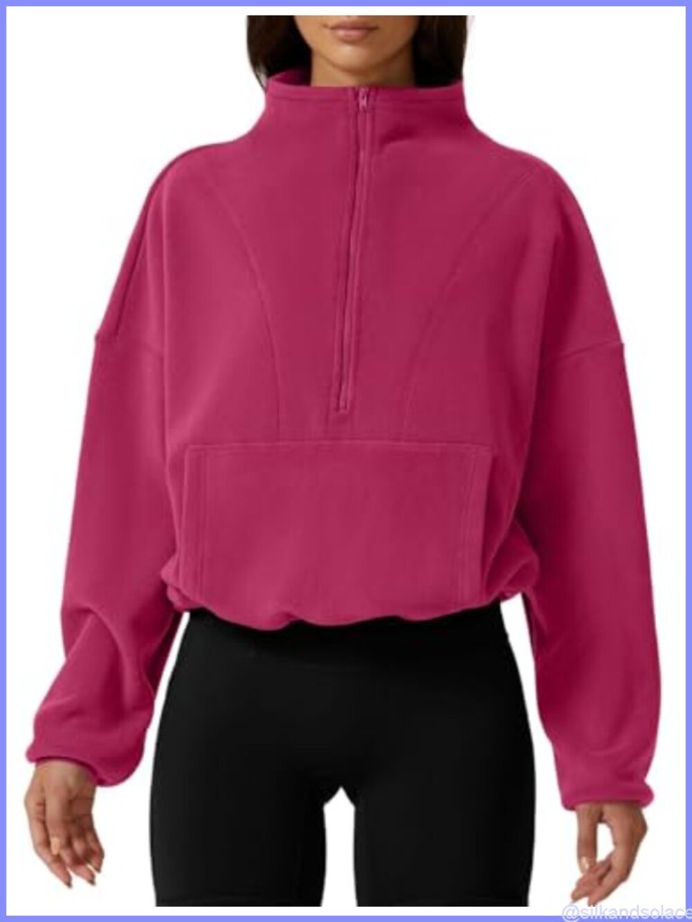 Women Half Zip Fleece Sweatshirt Mock Neck Long Sleeve Sherpa Pullover